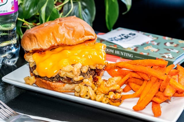 BBQ Mac and Cheese Burger.