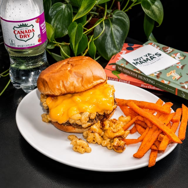 Buffalo Mac and Cheese Burger.