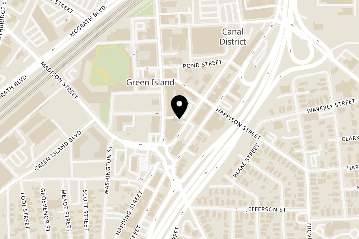 Map showing the location of Not Ya Mamas Cafe Worcester on 160 Green St in Worcester